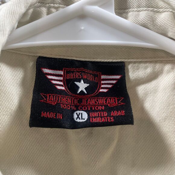 Vintage Bikers World Vest Womens XL Tan Bike Rally 2002 Logo Myrtle Beach SC Y2K - Picture 8 of 14